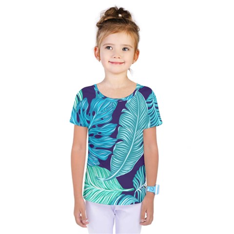 Tropical Greens Leaves Banana Kids  One Piece Tee by Mariart