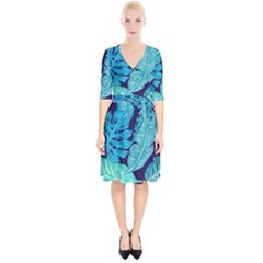 Tropical Greens Leaves Banana Wrap Up Cocktail Dress by Mariart