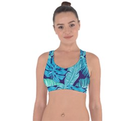 Tropical Greens Leaves Banana Cross String Back Sports Bra by Mariart