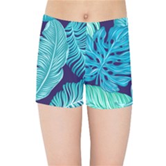 Tropical Greens Leaves Banana Kids  Sports Shorts