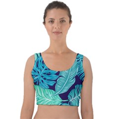 Tropical Greens Leaves Banana Velvet Crop Top