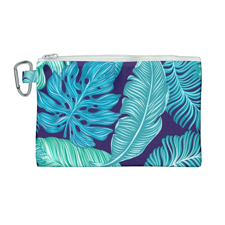 Tropical Greens Leaves Banana Canvas Cosmetic Bag (Large)