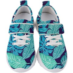 Tropical Greens Leaves Banana Kids  Velcro Strap Shoes