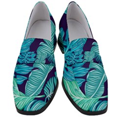 Tropical Greens Leaves Banana Women s Chunky Heel Loafers by Mariart