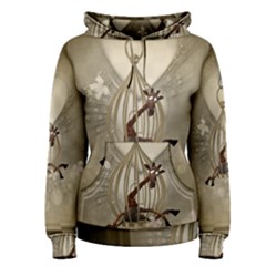 Funny Giraffe With Herats And Butterflies Women s Pullover Hoodie by FantasyWorld7