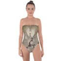 Funny Giraffe With Herats And Butterflies Tie Back One Piece Swimsuit View1