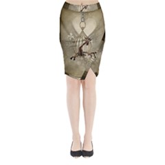 Funny Giraffe With Herats And Butterflies Midi Wrap Pencil Skirt by FantasyWorld7