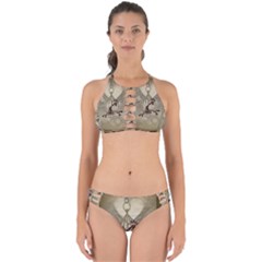 Funny Giraffe With Herats And Butterflies Perfectly Cut Out Bikini Set by FantasyWorld7