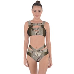 Funny Giraffe With Herats And Butterflies Bandaged Up Bikini Set  by FantasyWorld7