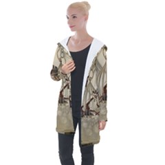 Funny Giraffe With Herats And Butterflies Longline Hooded Cardigan by FantasyWorld7