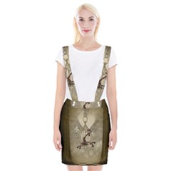 Funny Giraffe With Herats And Butterflies Braces Suspender Skirt by FantasyWorld7