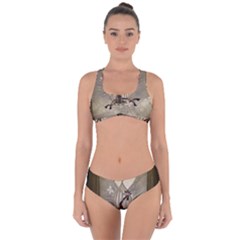 Funny Giraffe With Herats And Butterflies Criss Cross Bikini Set by FantasyWorld7