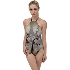 Funny Giraffe With Herats And Butterflies Go With The Flow One Piece Swimsuit by FantasyWorld7