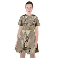 Funny Giraffe With Herats And Butterflies Sailor Dress