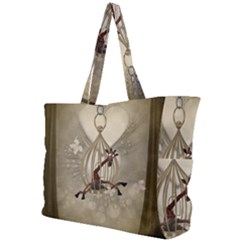 Funny Giraffe With Herats And Butterflies Simple Shoulder Bag