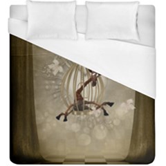 Funny Giraffe With Herats And Butterflies Duvet Cover (king Size) by FantasyWorld7