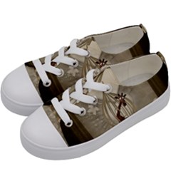 Funny Giraffe With Herats And Butterflies Kids  Low Top Canvas Sneakers by FantasyWorld7