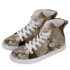 Funny Giraffe With Herats And Butterflies Women s Hi-top Skate Sneakers by FantasyWorld7