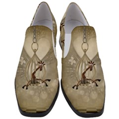 Funny Giraffe With Herats And Butterflies Slip On Heel Loafers by FantasyWorld7