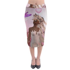 Wonderful Fairy With Feather Hair Midi Pencil Skirt by FantasyWorld7