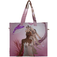 Wonderful Fairy With Feather Hair Canvas Travel Bag by FantasyWorld7