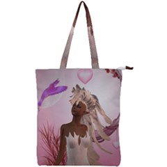 Wonderful Fairy With Feather Hair Double Zip Up Tote Bag by FantasyWorld7