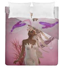 Wonderful Fairy With Feather Hair Duvet Cover Double Side (queen Size) by FantasyWorld7