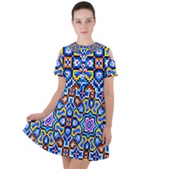 Ml 6-4 Short Sleeve Shoulder Cut Out Dress 