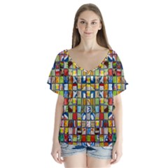 Ml-65 V-neck Flutter Sleeve Top by ArtworkByPatrick