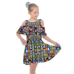 Ml-65 Kids  Shoulder Cutout Chiffon Dress