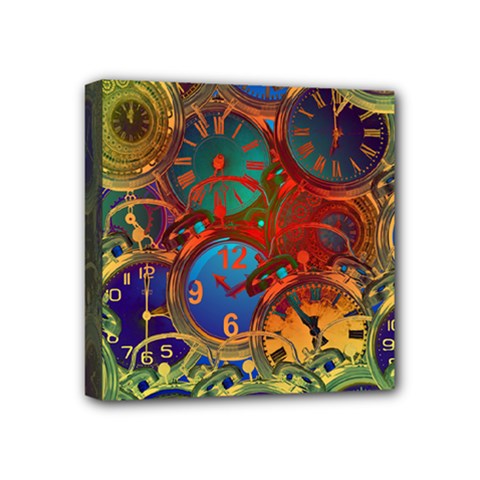 Time Clock Distortion Mini Canvas 4  X 4  (stretched) by Mariart