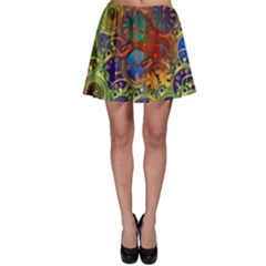 Time Clock Distortion Skater Skirt by Mariart