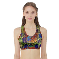 Time Clock Distortion Sports Bra With Border by Mariart