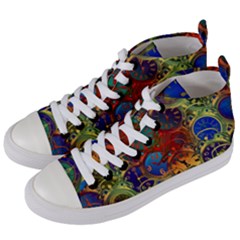 Time Clock Distortion Women s Mid-top Canvas Sneakers