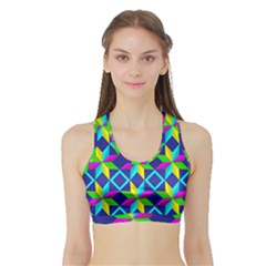 Pattern Star Abstract Background Sports Bra With Border by Pakrebo