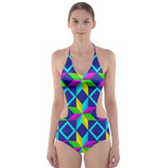 Pattern Star Abstract Background Cut-out One Piece Swimsuit by Pakrebo