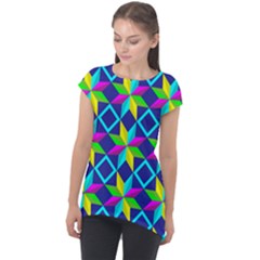 Pattern Star Abstract Background Cap Sleeve High Low Top