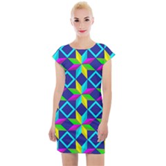 Pattern Star Abstract Background Cap Sleeve Bodycon Dress