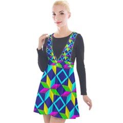 Pattern Star Abstract Background Plunge Pinafore Velour Dress