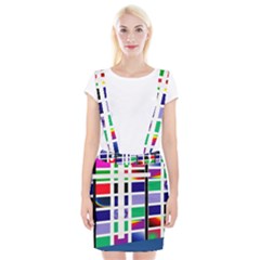 Color Graffiti Pattern Geometric Braces Suspender Skirt by Pakrebo