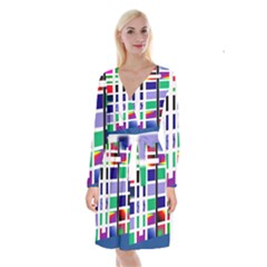 Color Graffiti Pattern Geometric Long Sleeve Velvet Front Wrap Dress by Pakrebo