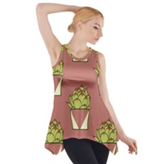 Cactus Pattern Background Texture Side Drop Tank Tunic by Pakrebo