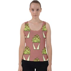 Cactus Pattern Background Texture Velvet Tank Top by Pakrebo