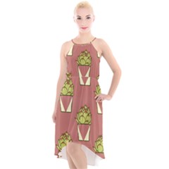 Cactus Pattern Background Texture High-low Halter Chiffon Dress  by Pakrebo