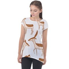 Seamless Deer Pattern Design Cap Sleeve High Low Top by Pakrebo