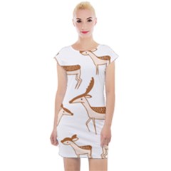 Seamless Deer Pattern Design Cap Sleeve Bodycon Dress