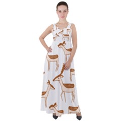 Seamless Deer Pattern Design Empire Waist Velour Maxi Dress