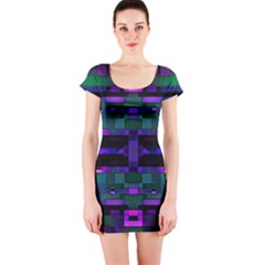 Abstract Pattern Desktop Wallpaper Short Sleeve Bodycon Dress by Pakrebo