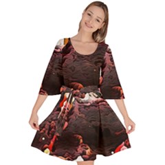 Texture Art Design Pattern Velour Kimono Dress