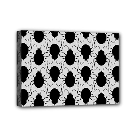 Pattern Beetle Insect Black Grey Mini Canvas 7  X 5  (stretched) by Pakrebo